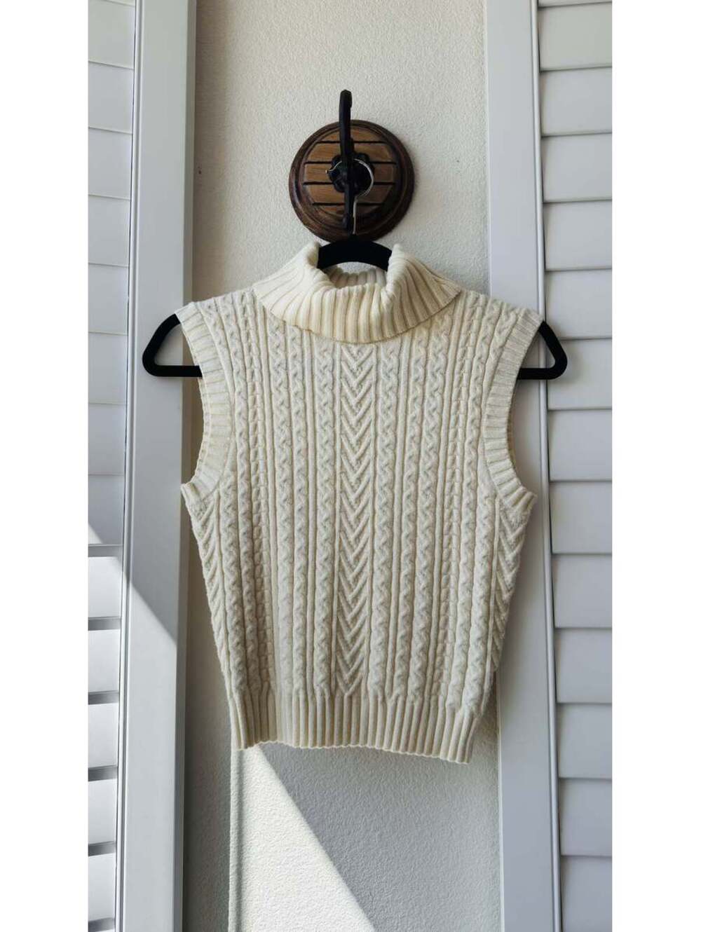 English Factory Cream Cable Knit Turtleneck Sweater Vest Size S